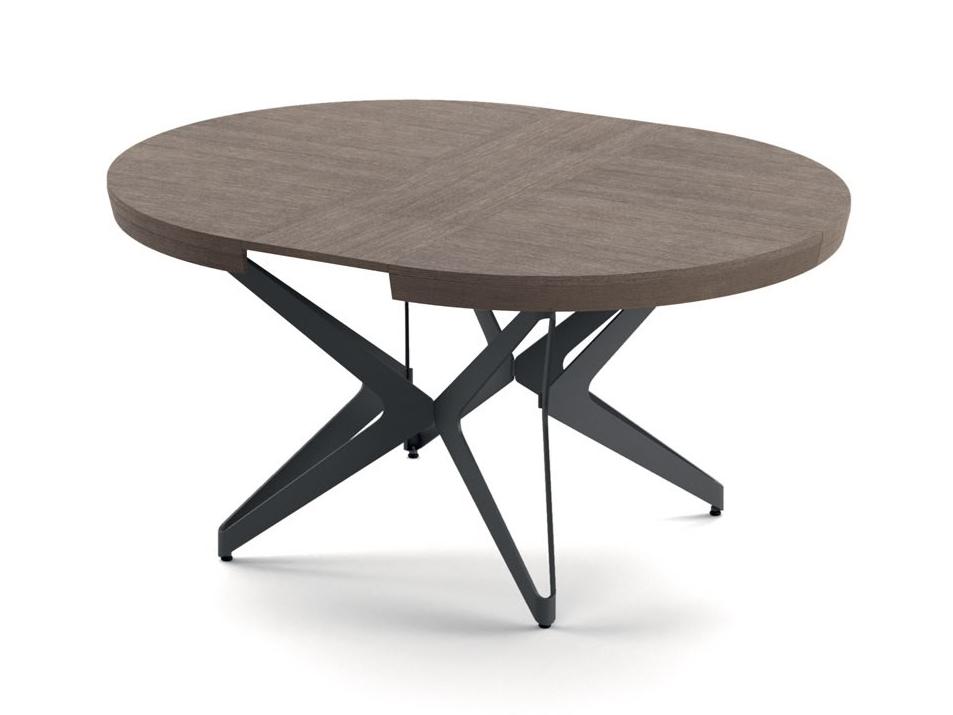 BIG ROUND Extending round steel and wood table