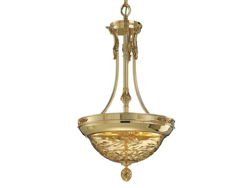 CLARISSA 4500/6 Shaded gold plated chandelier with amber crystal