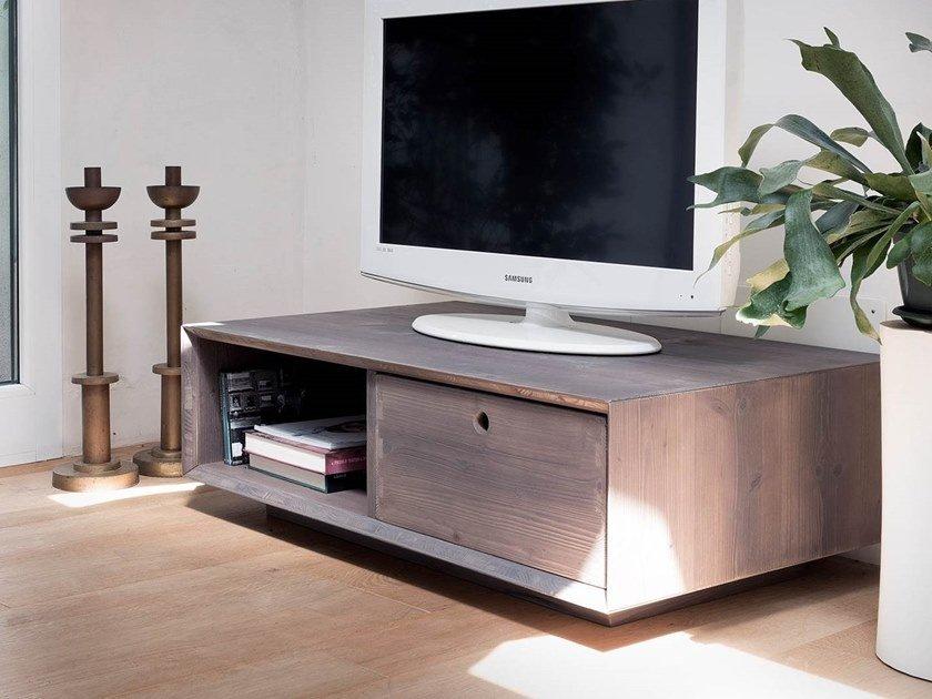 DOUBLE Double-sided fir TV cabinet with drawers