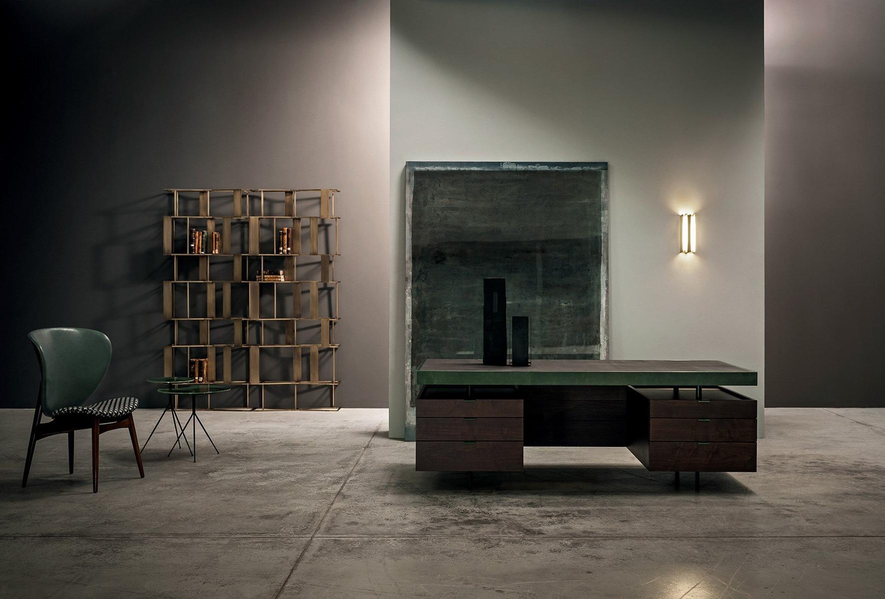 BOURGEOIS Rectangular wooden writing desk with drawers