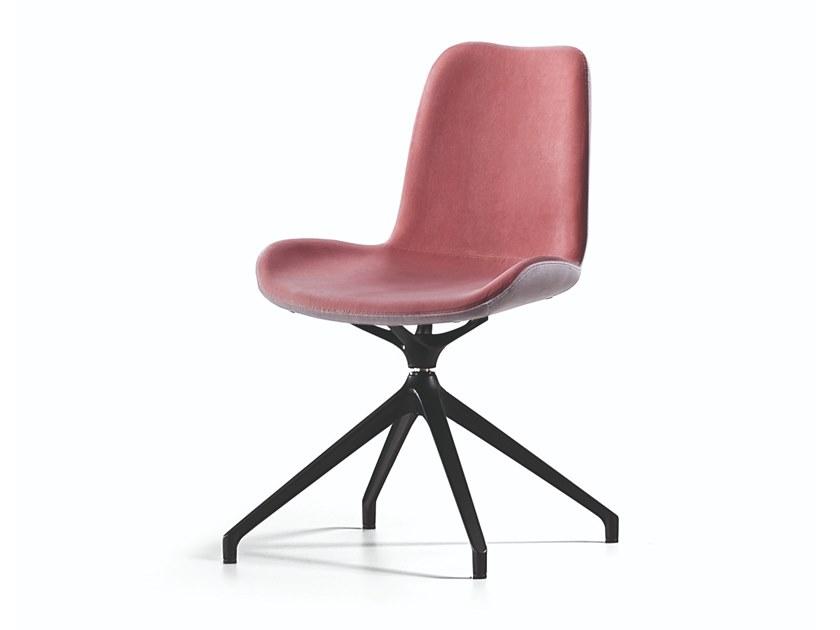 DALIA S X Swivel upholstered trestle-based fabric chair