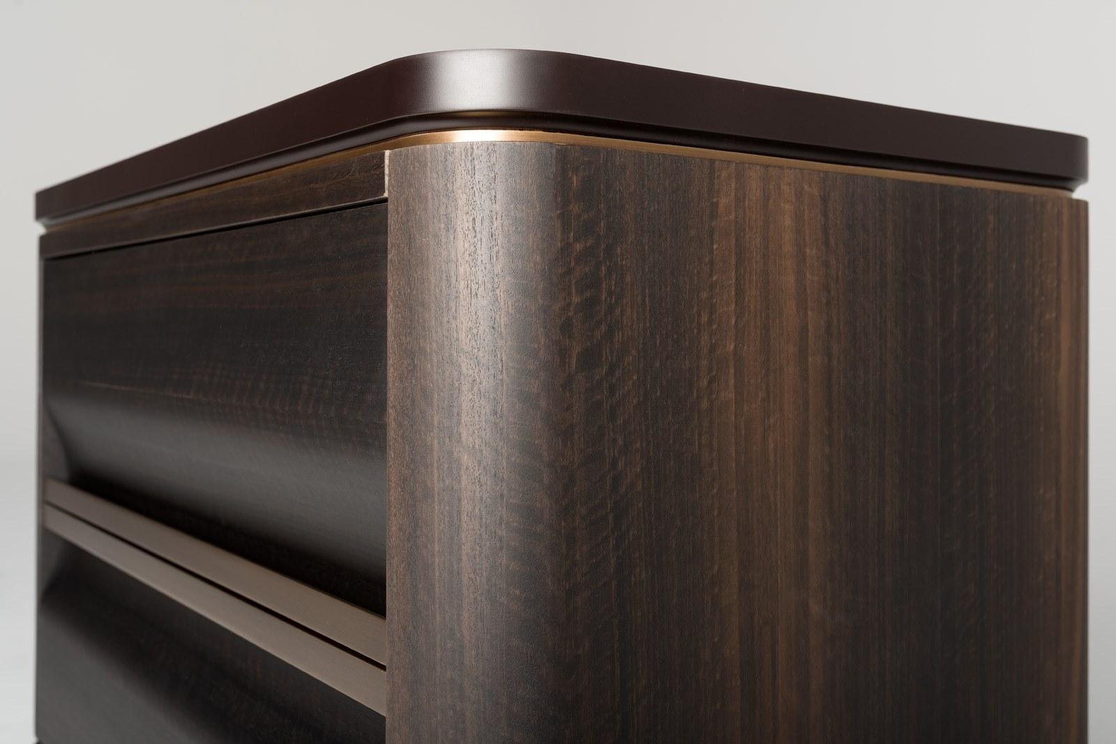 ERCOLINO Rectangular eucalyptus bedside table with drawers