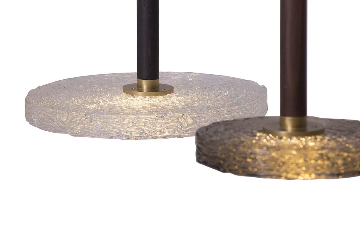 MACRABÈ Wood and glass pendant lamp