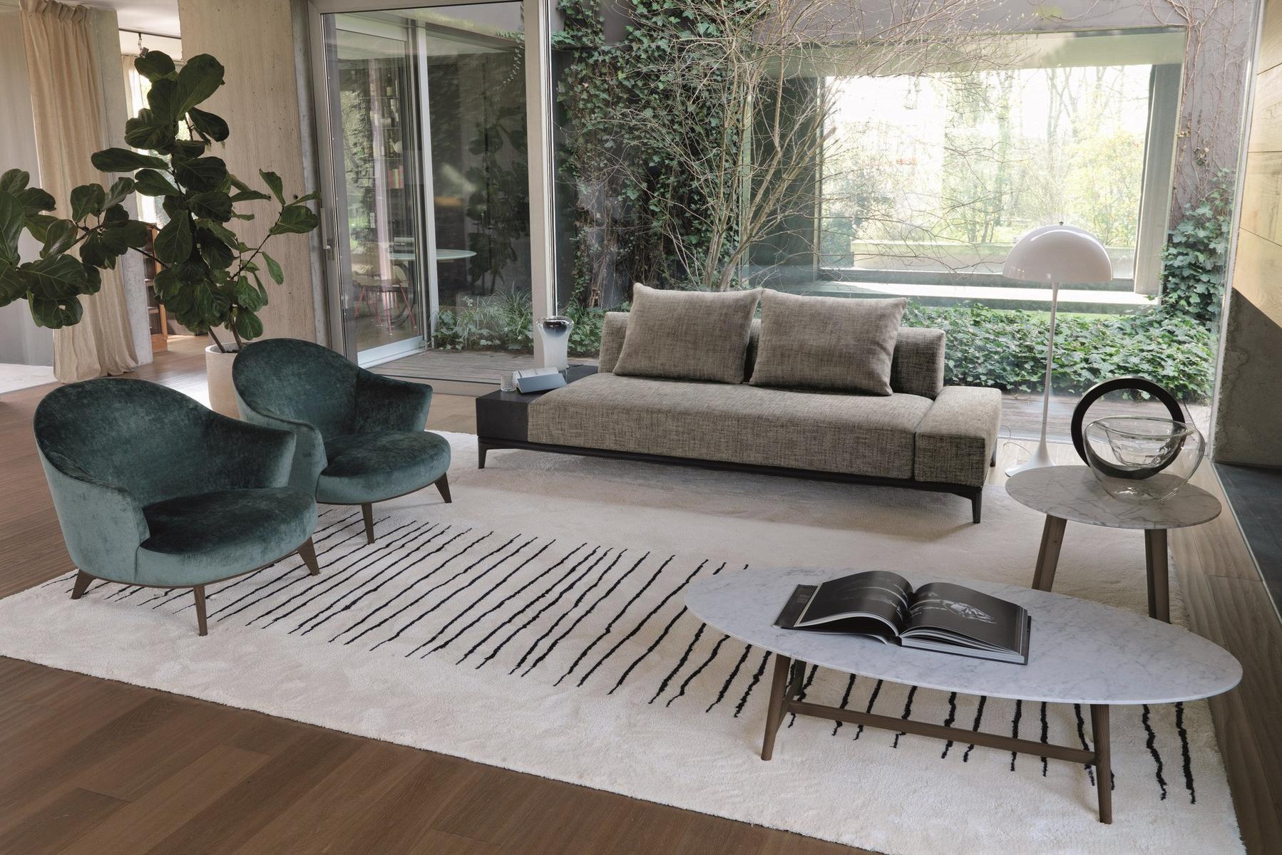 ALASIA Fabric armchair with removable cover with footstool