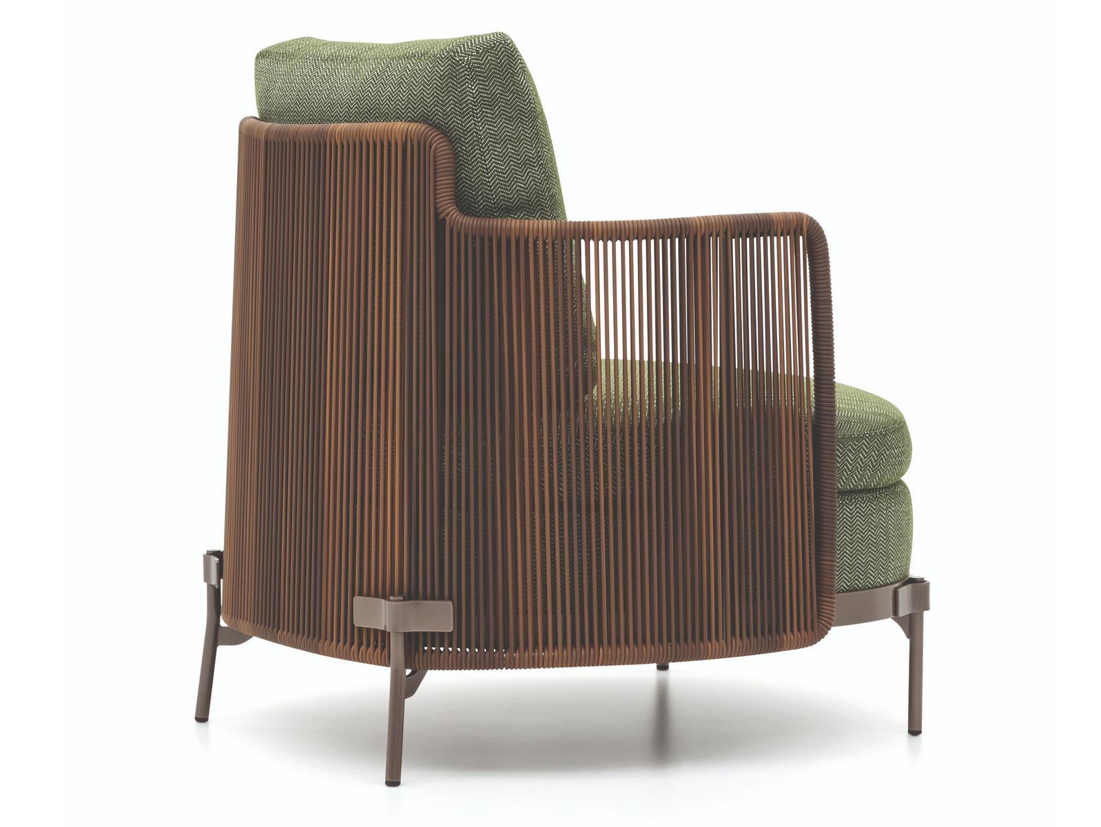 TAPE CORD OUTDOOR Fabric garden armchair with armrests