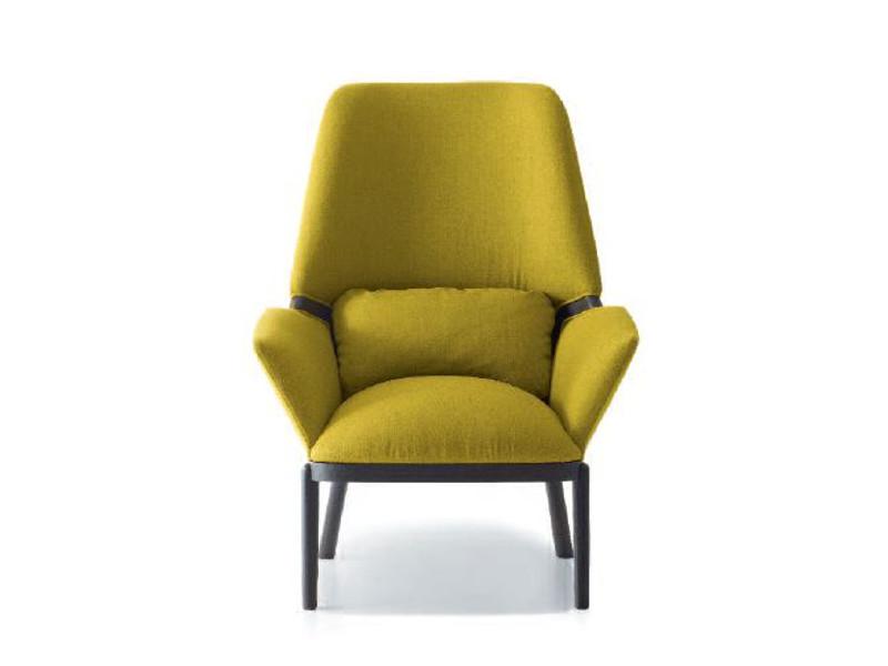 SERENA Upholstered high-back fabric armchair with armrests