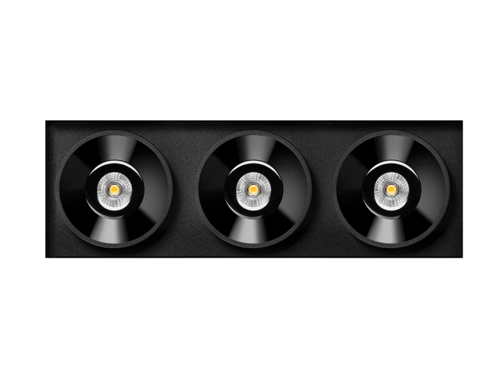BLACK FOSTER TRIMLESS 3 LED recessed multiple aluminium spotlight