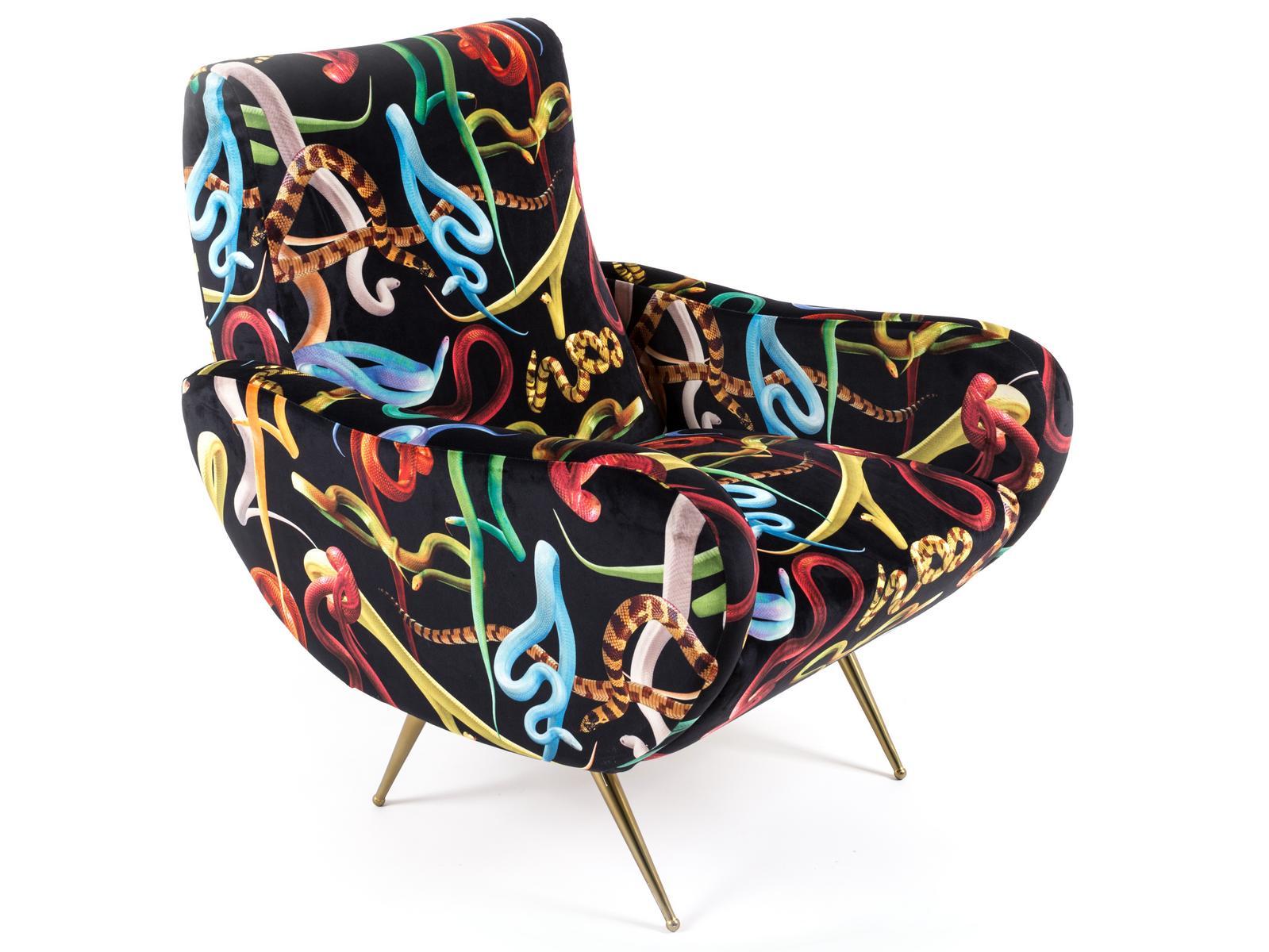 SNAKES Fabric armchair with armrests