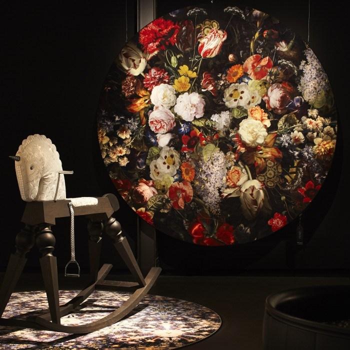 EDEN QUEEN Round rug with floral pattern