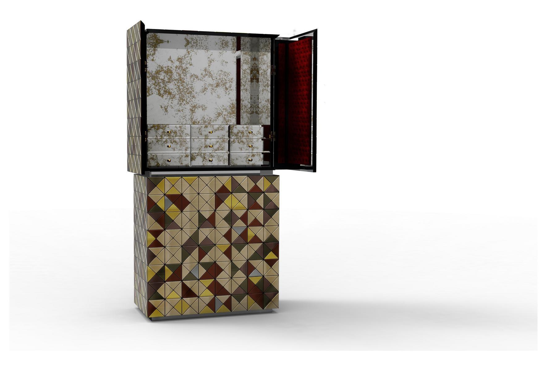 PIXEL ANODIZED Aluminium highboard with doors
