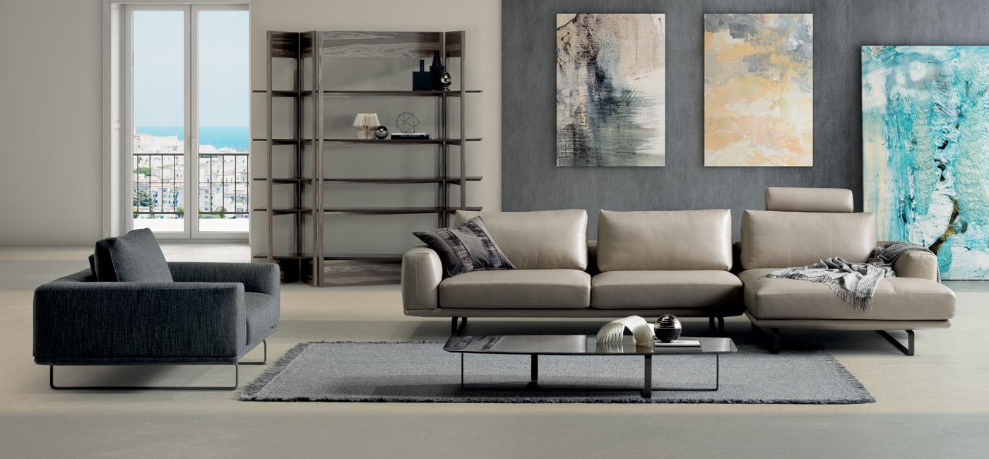 TEMPO Leather armchair with armrests