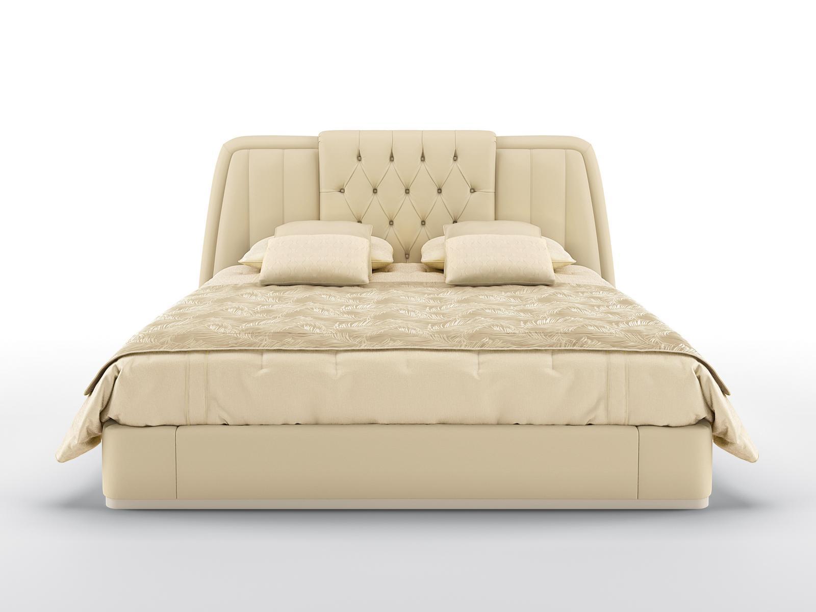 BERNINI Upholstered leather king size bed