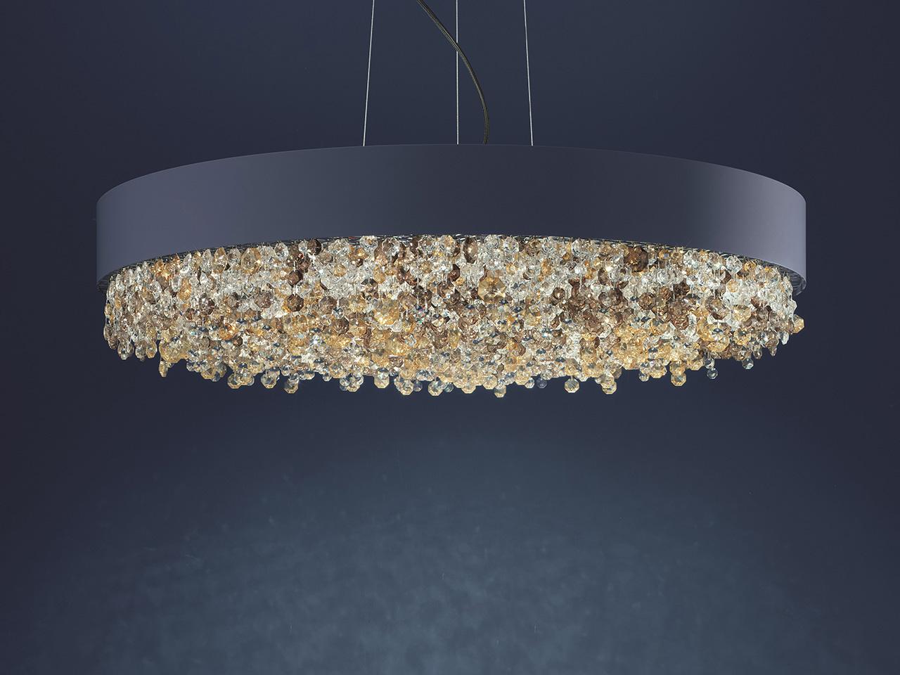 OLÁ S6 90 LED metal pendant lamp with crystals