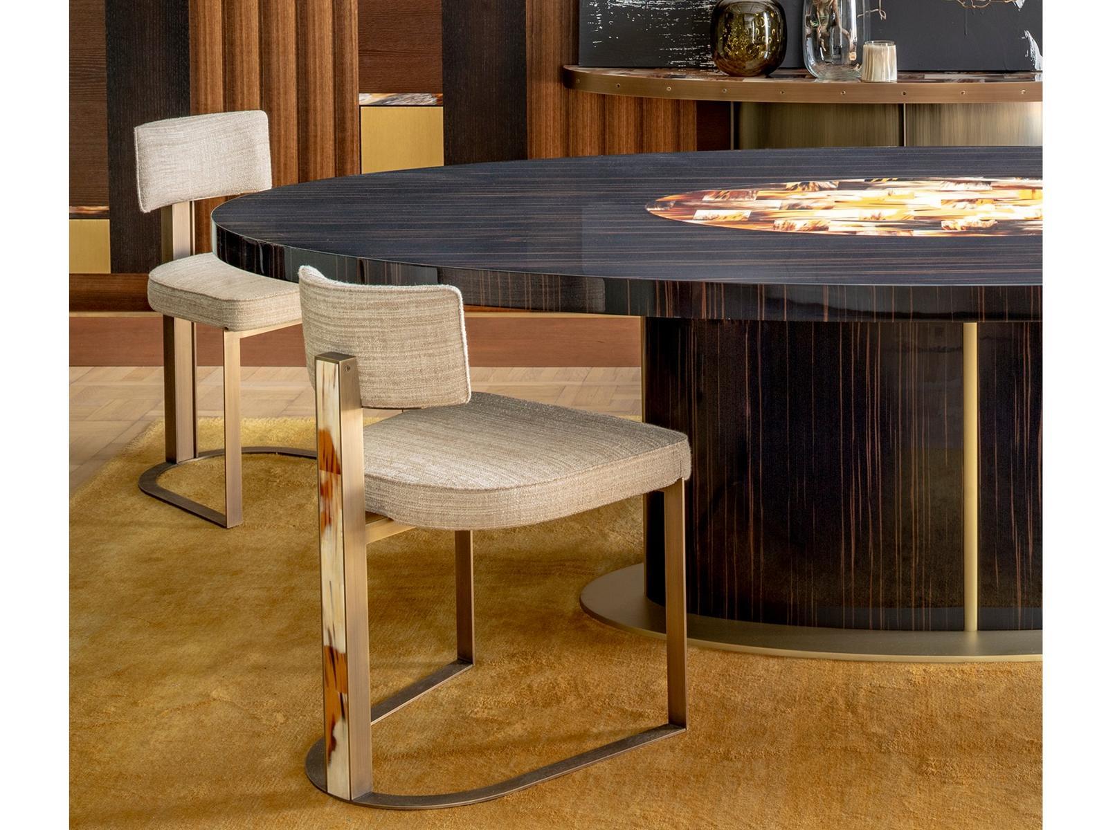 SVEVA 6042B Upholstered fabric chair with burnished metal base