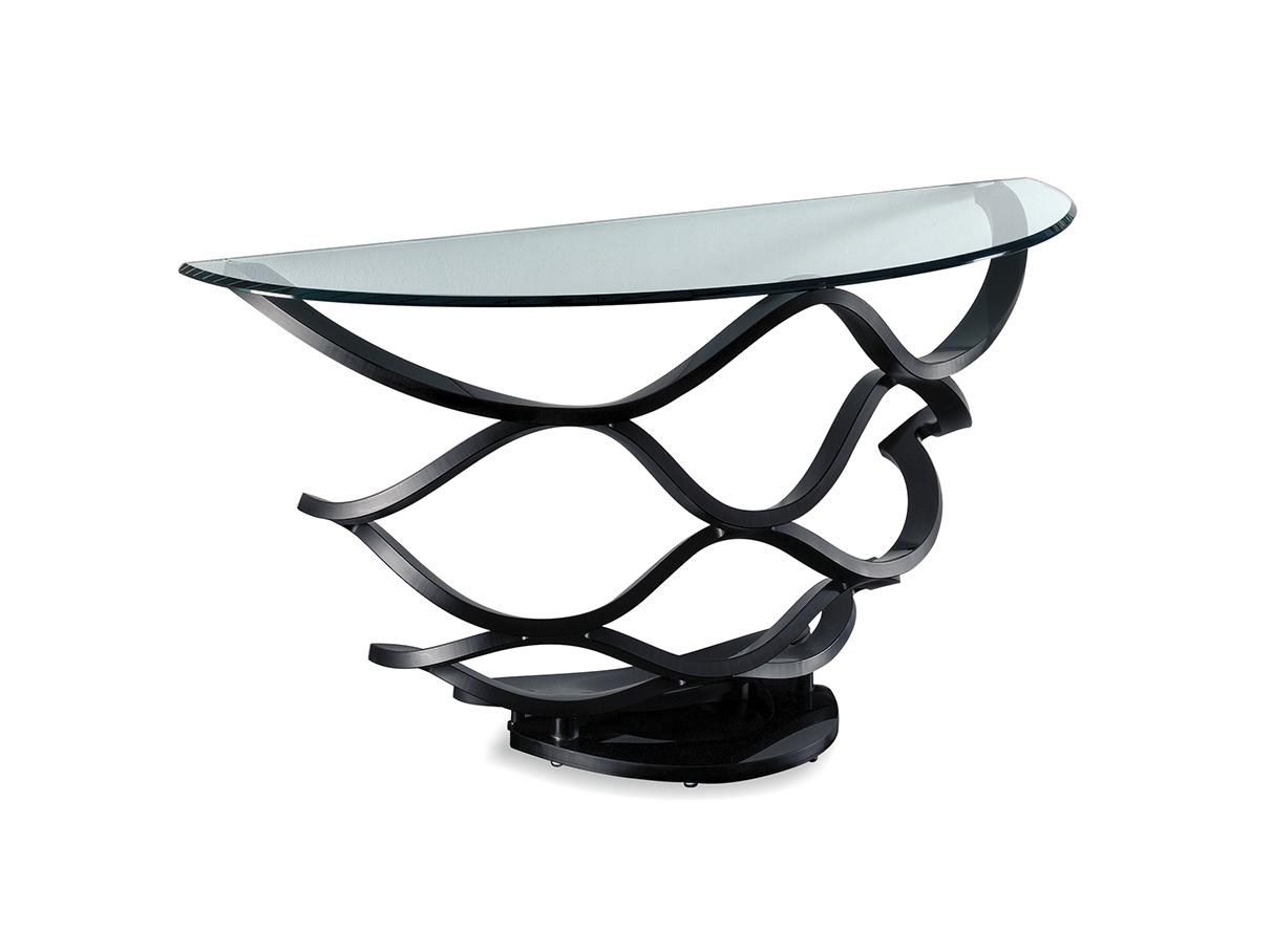 NEOLITICO Demilune glass console table