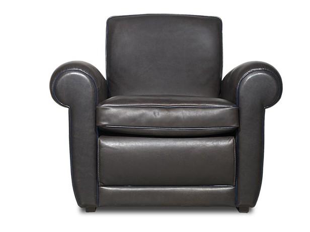MICKEY Leather armchair with armrests
