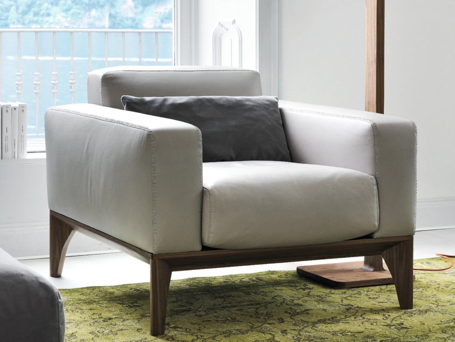 FELLOW Leather armchair with armrests