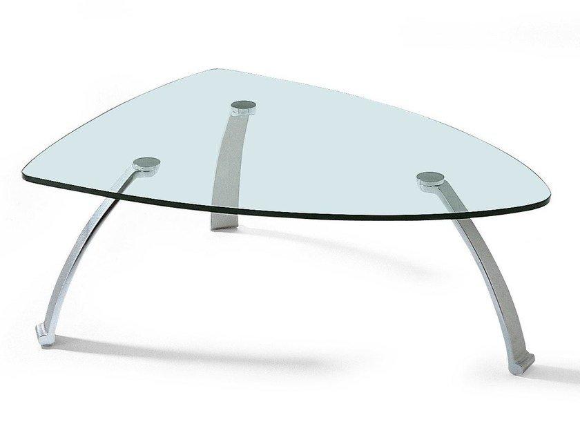 5021 Low glass and steel coffee table