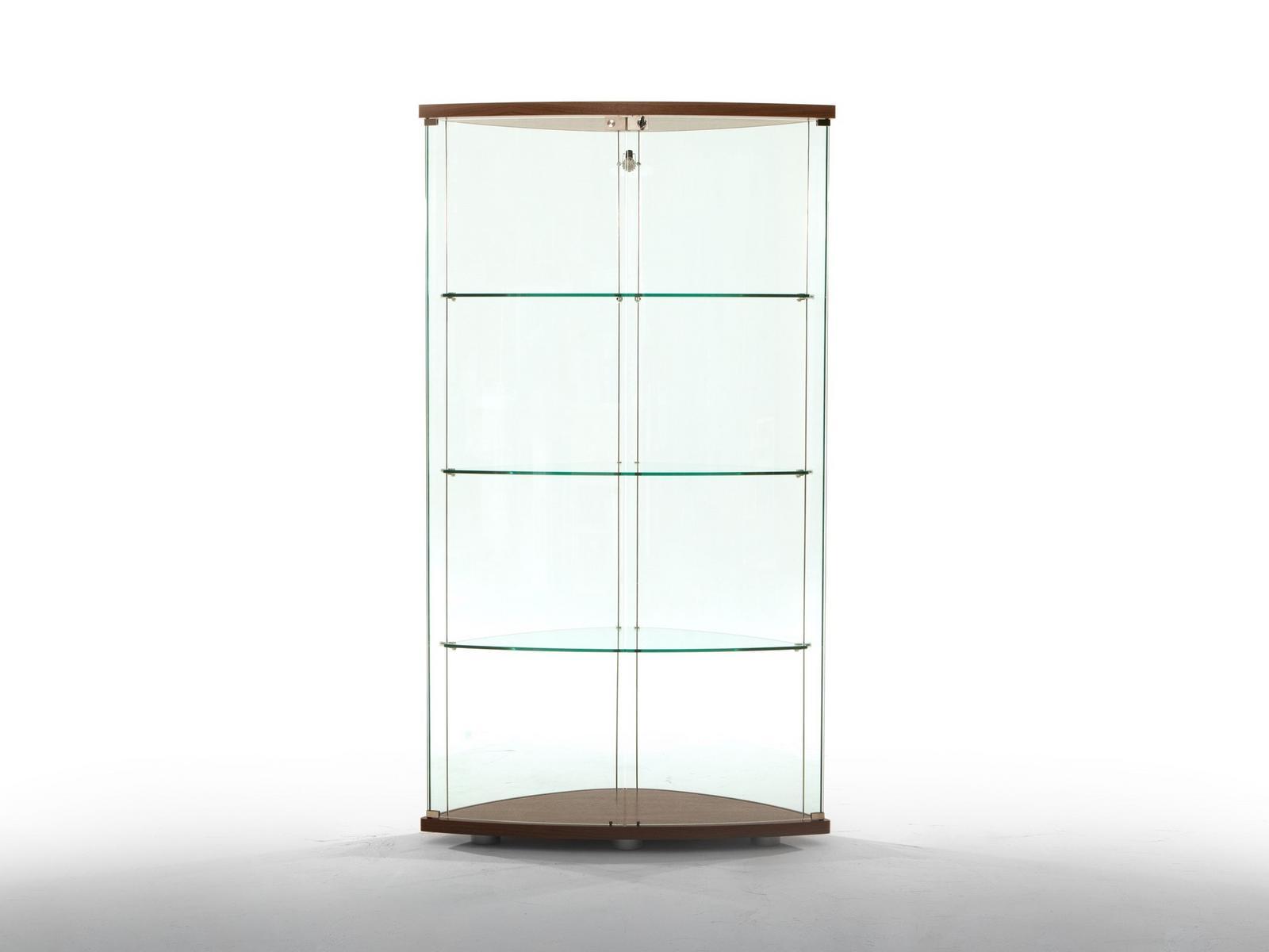 GRACIA Wood and glass display cabinet with integrated lighting