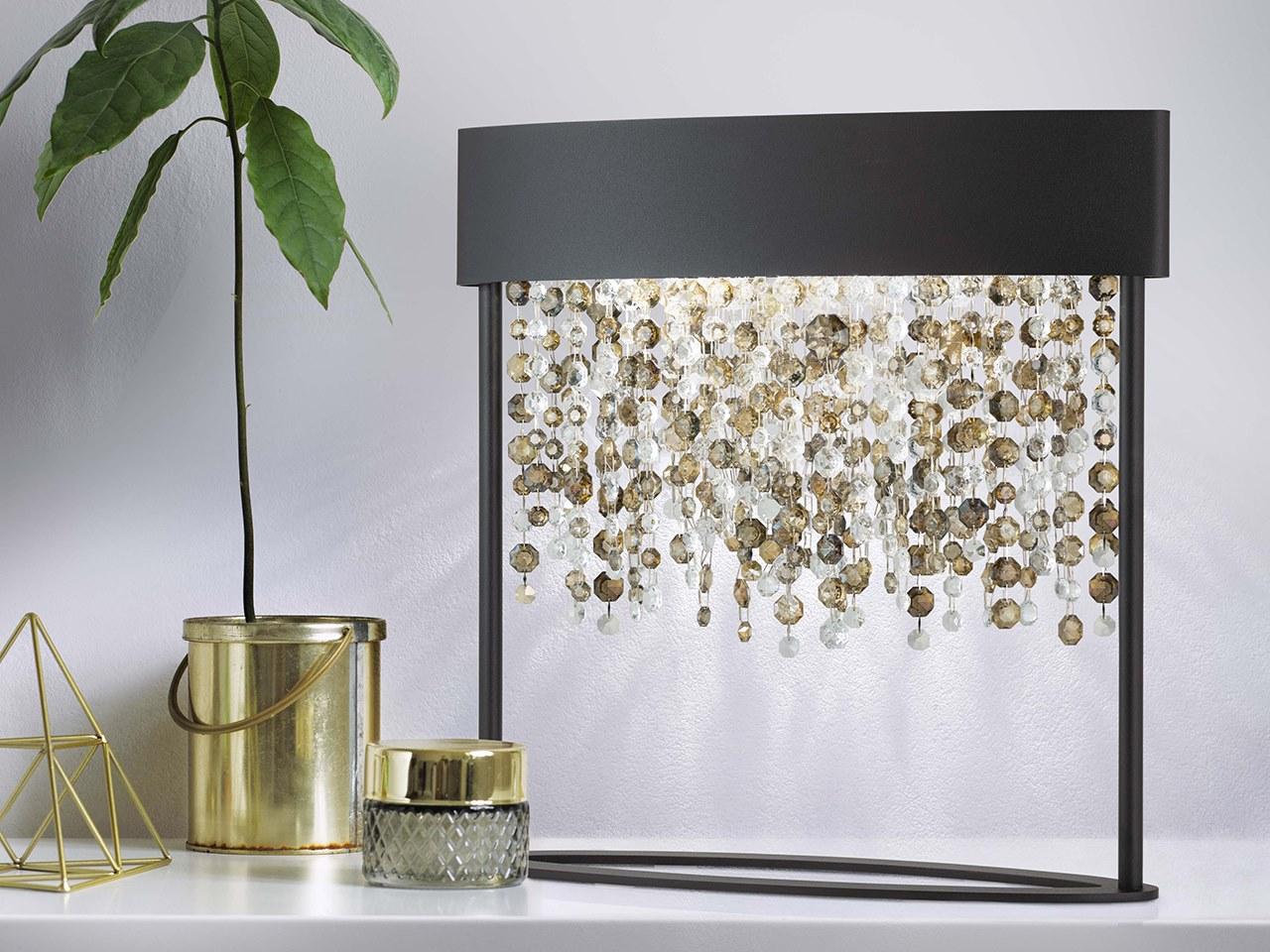 OLÁ TL2 LED painted metal table lamp with crystals