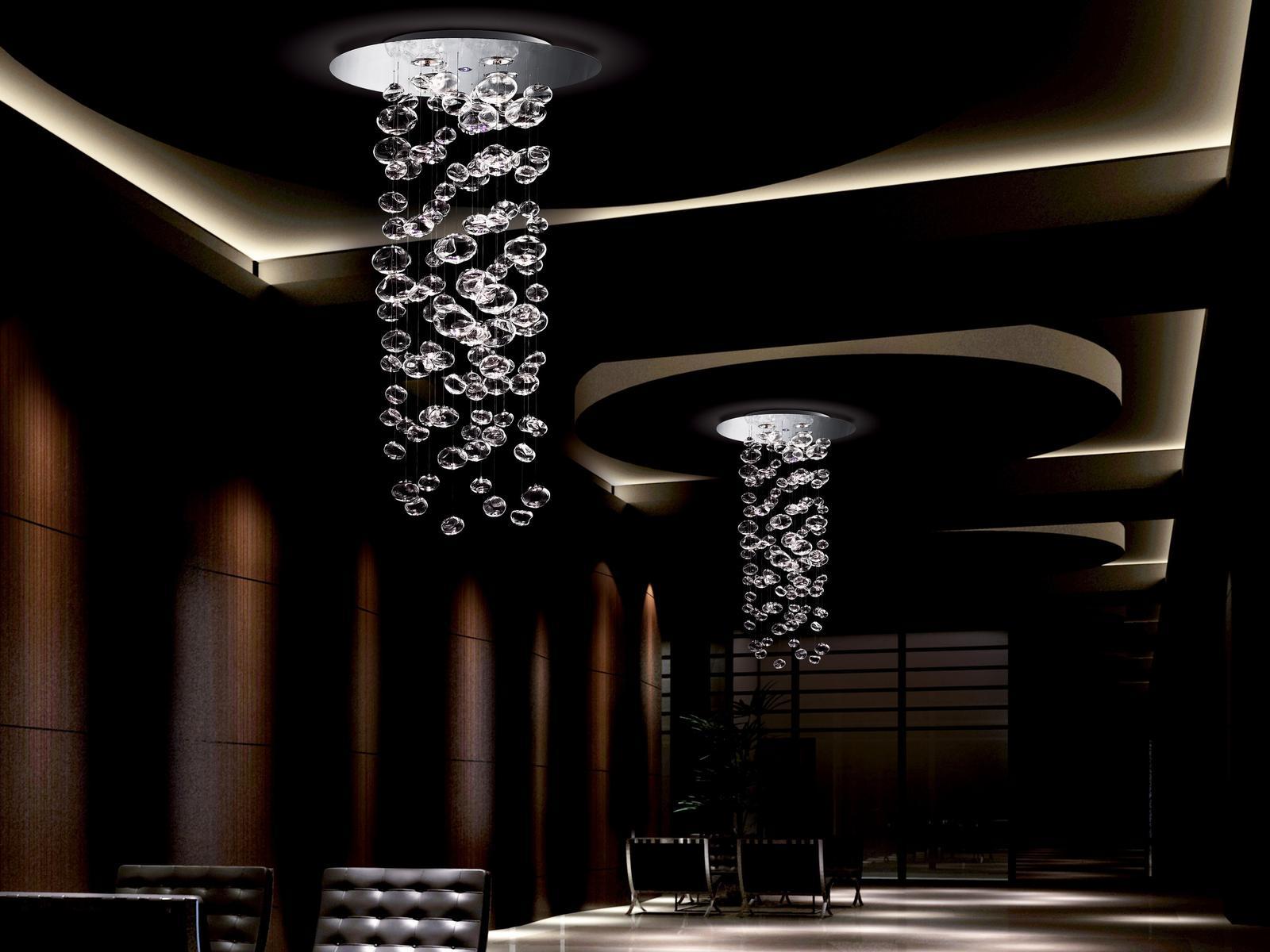 ETHER S150 LED glass and steel ceiling lamp