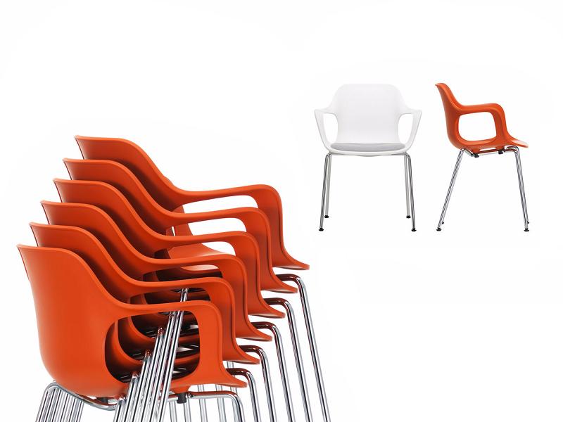 HAL TUBE Stackable chair with armrests