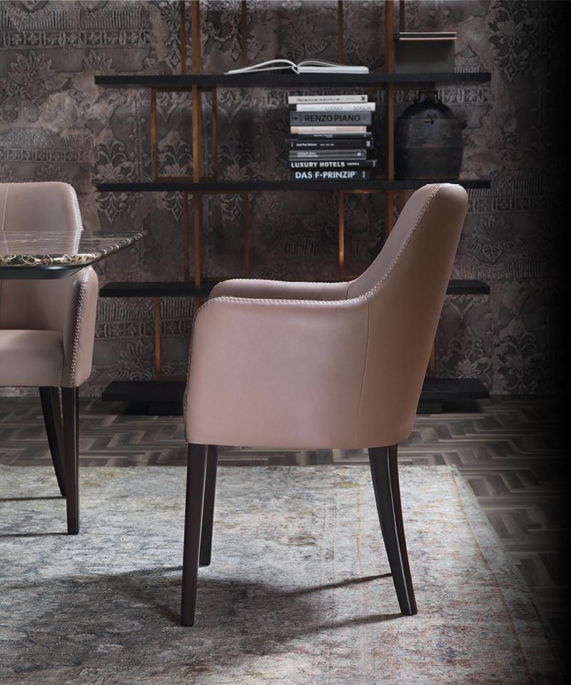 EMILY Upholstered leather chair with armrests