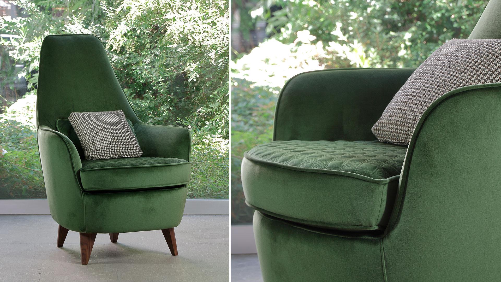 NUVOLA Upholstered fabric armchair with armrests