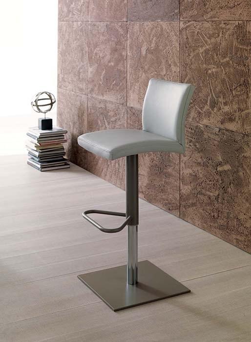 SOFT Upholstered height-adjustable leather stool