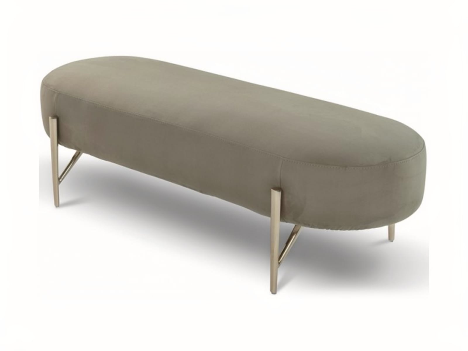 VENERE Versatile bench with a signature fork foot design, suitable for both living and sleeping areas, available in multiple shapes for personalized space furnishing.