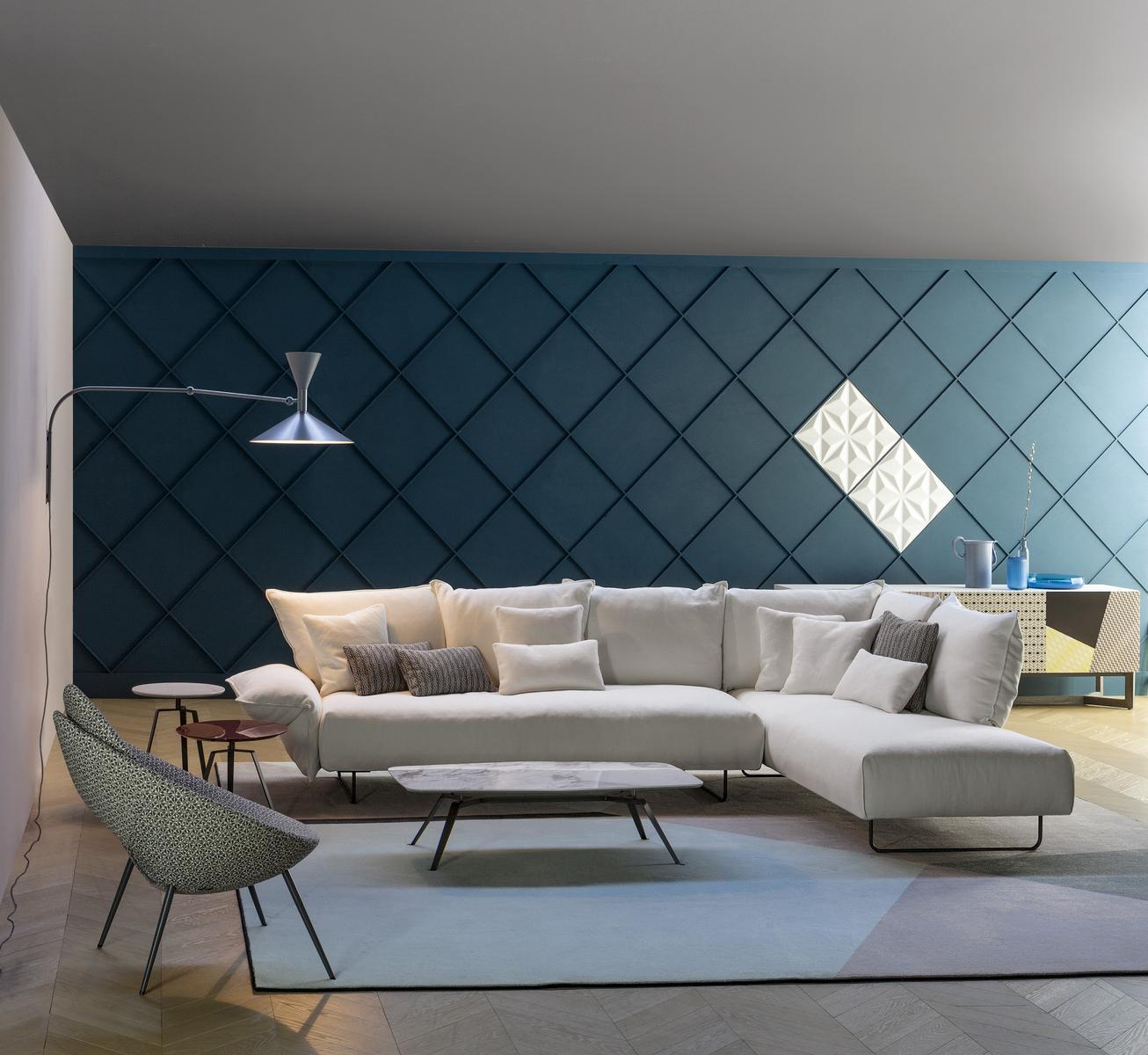 MADAME C. Modular fabric sofa with chaise longue