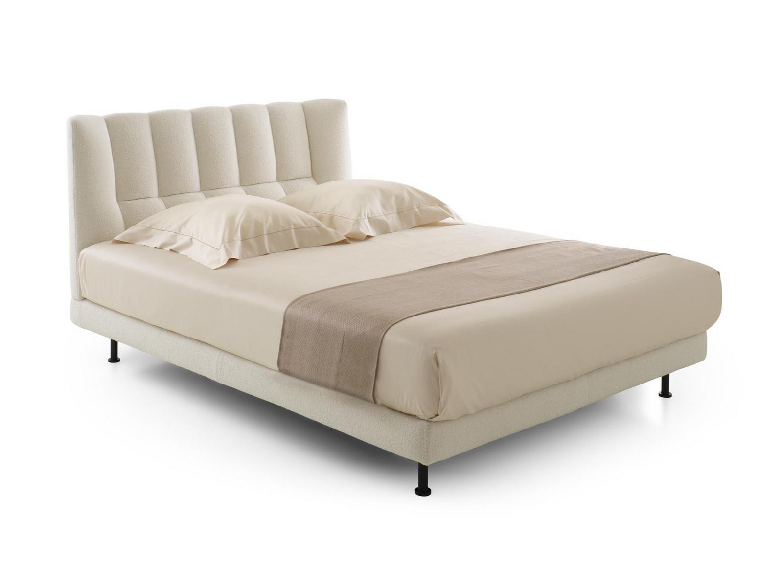 EVISA Fabric double bed with upholstered headboard