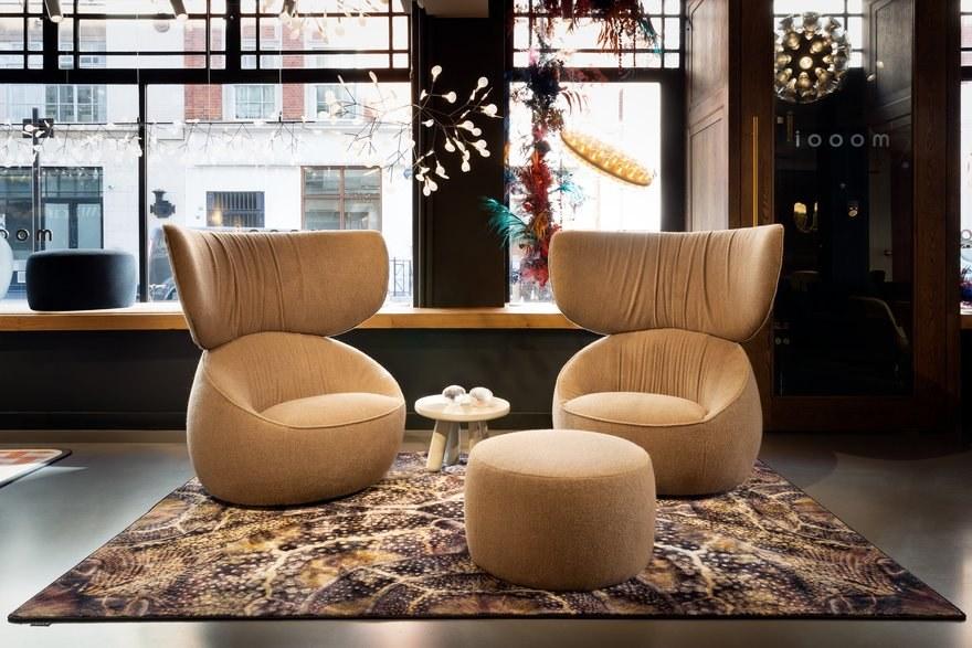 POOOF Upholstered round pouf with removable lining