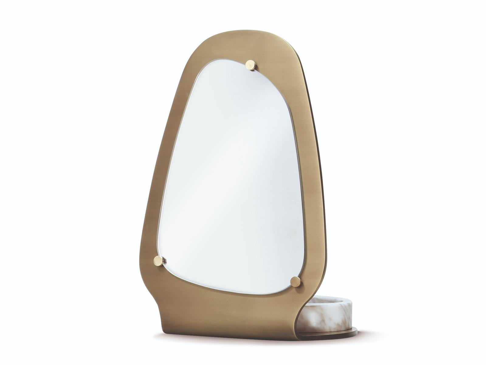 AFRODITE Countertop brass mirror with cabinet