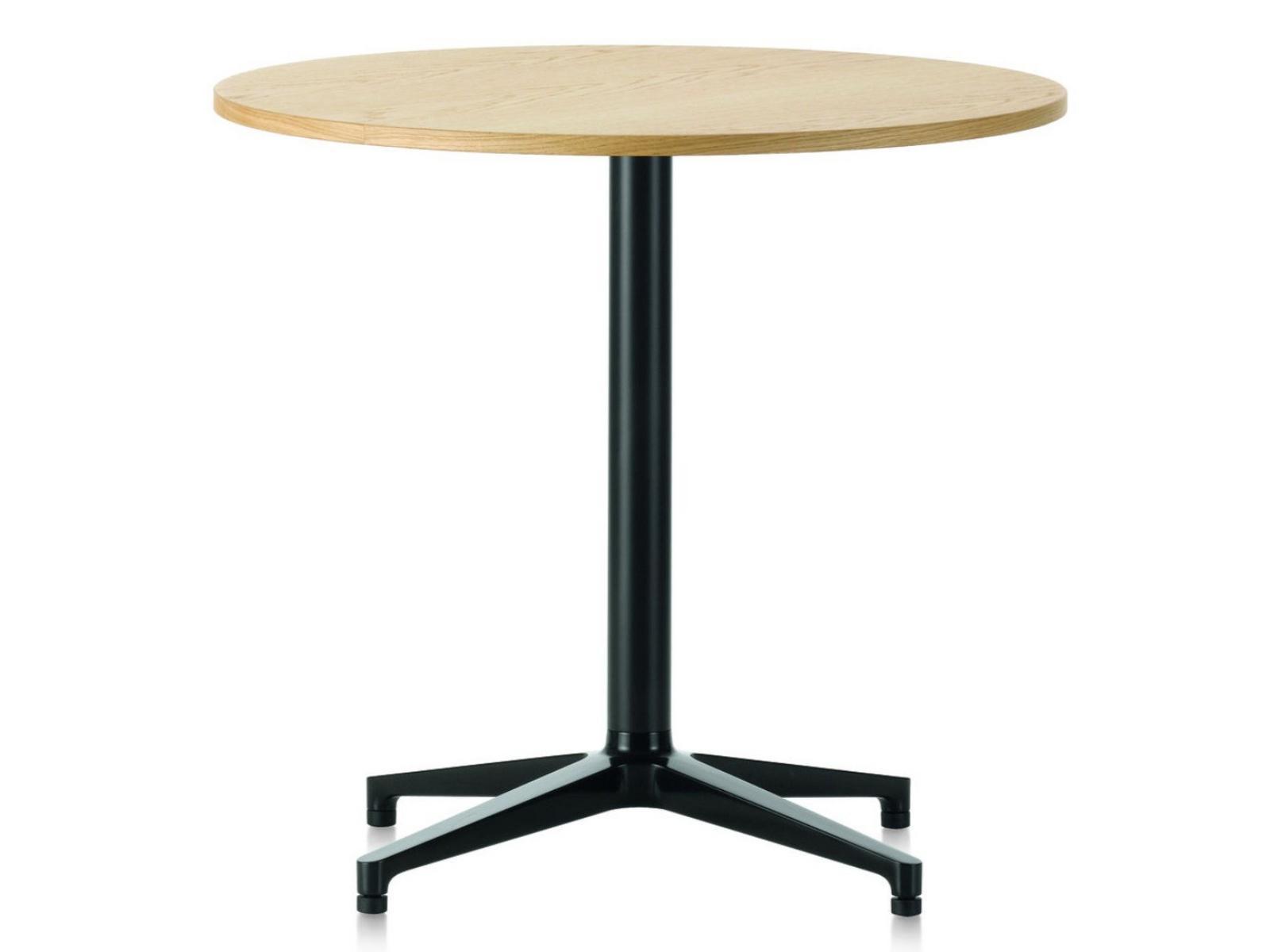 BISTRO Round table with steel base and wooden top
