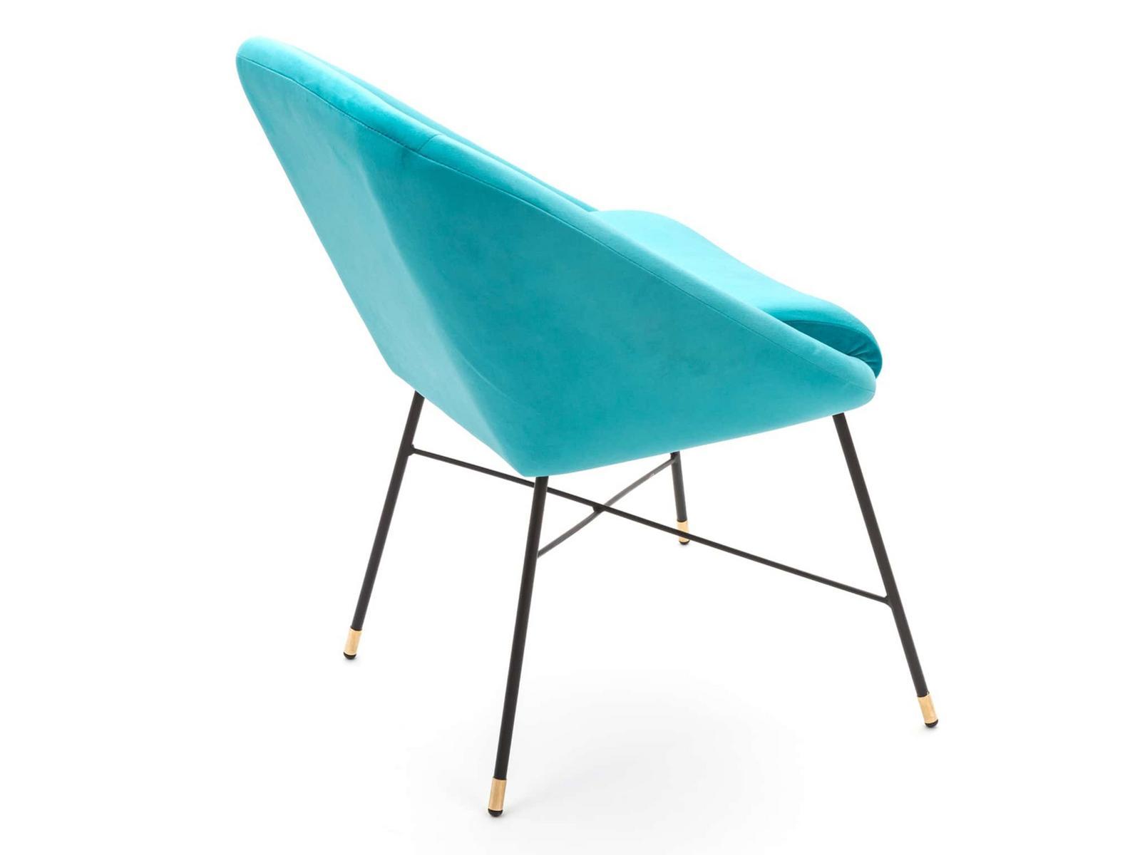 DRILL Upholstered fabric chair with armrests