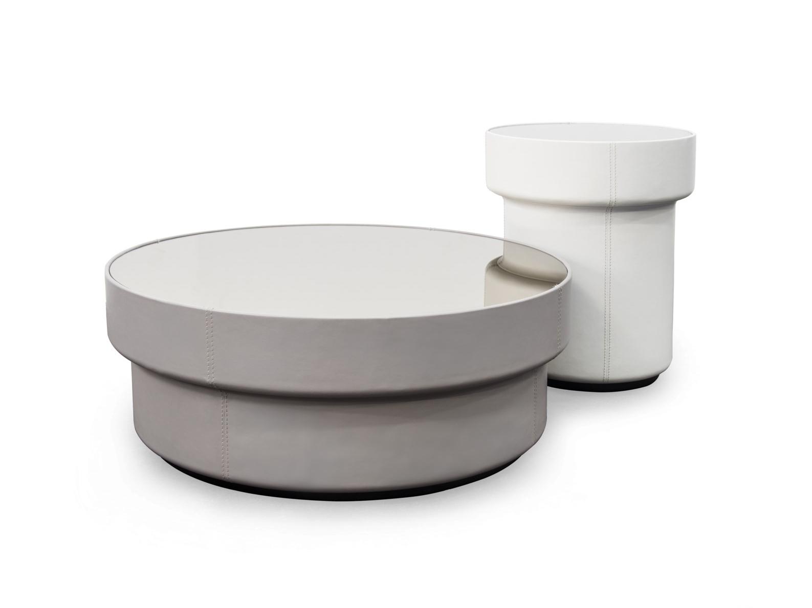 COIL Round mirrored glass coffee table