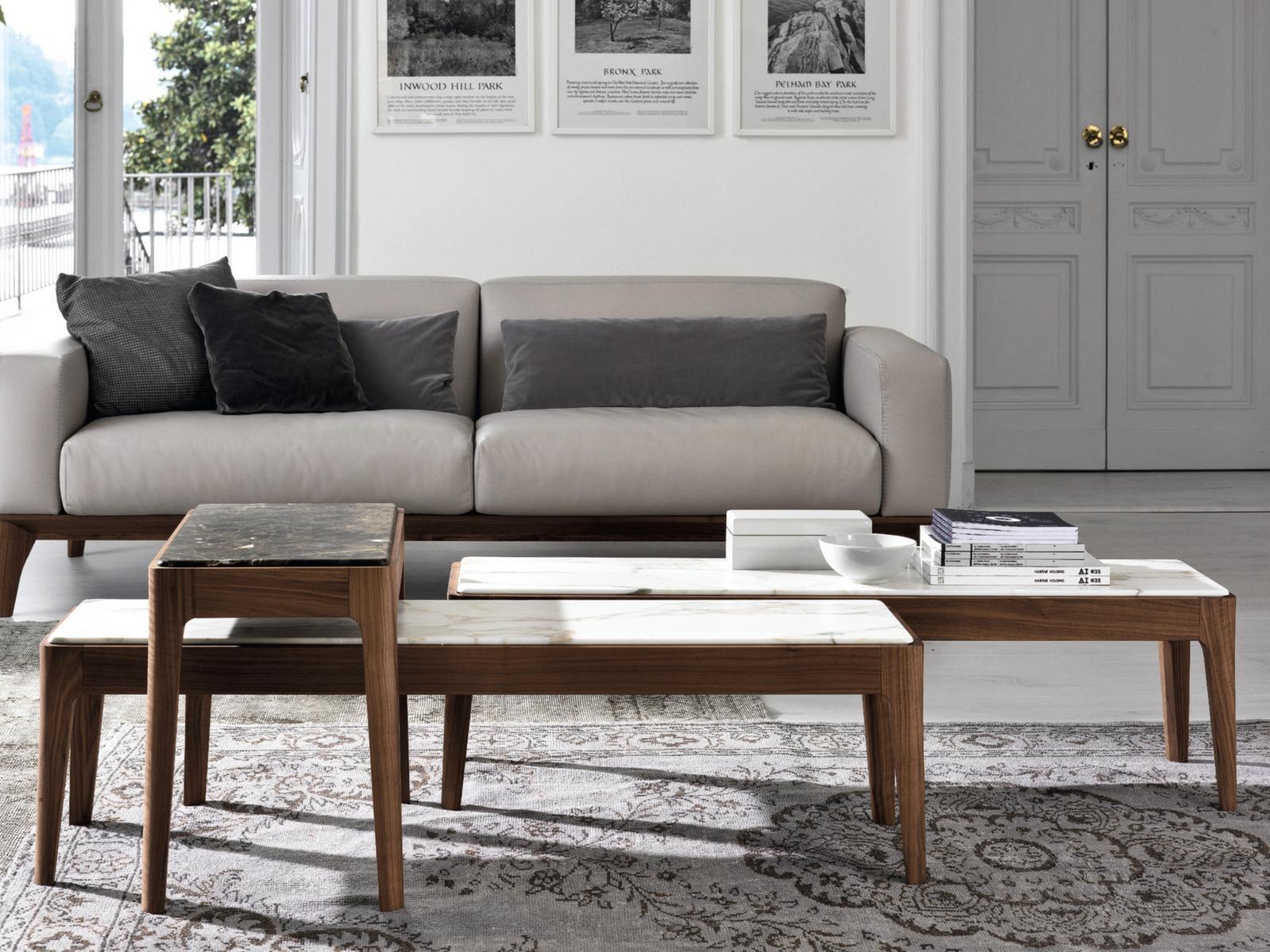 ZIGGY Rectangular walnut coffee table and marble top ZIGGY Rectangular walnut coffee table and marble top