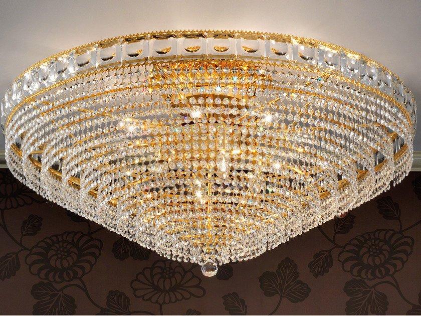 IMPERO & DECO VE 830 PL8 / PL12 Incandescent brass ceiling lamp with crystals