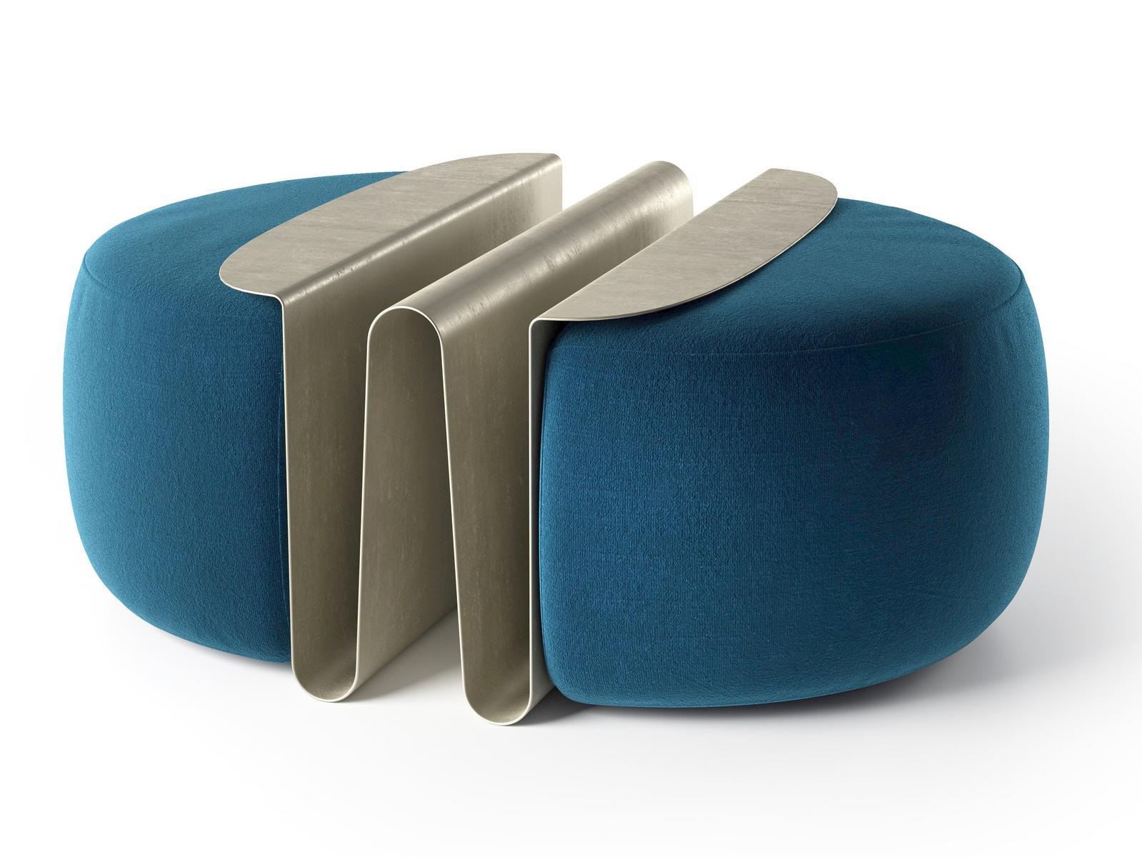 WAVE Round pouf with integrated magazine rack
