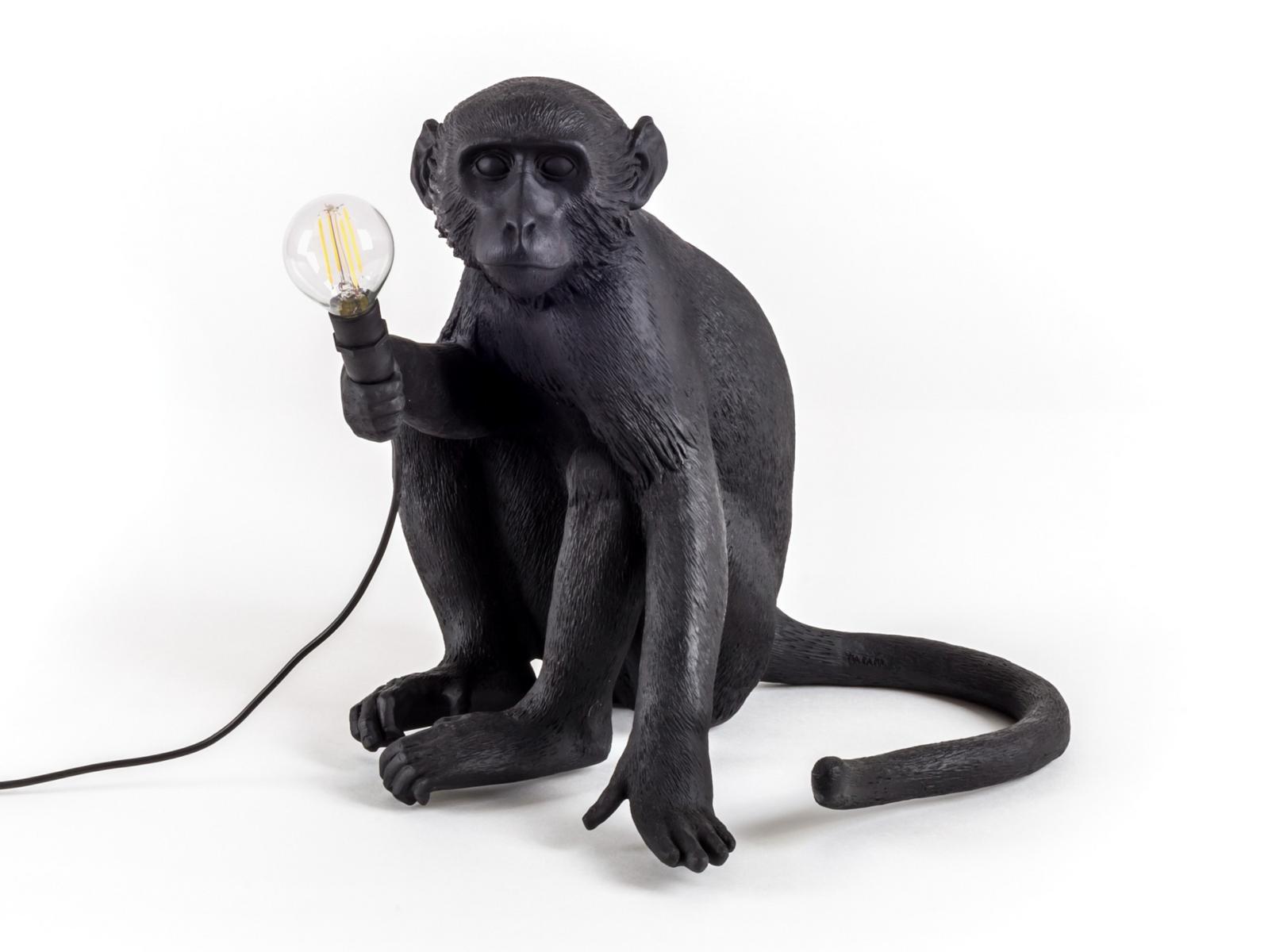 THE MONKEY LAMP BLACK SITTING LED resin floor lamp