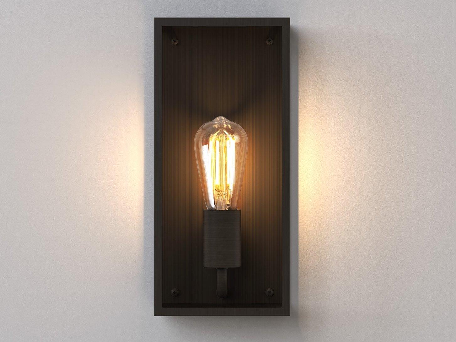 MESSINA Glass and steel outdoor wall lamp with dimmer