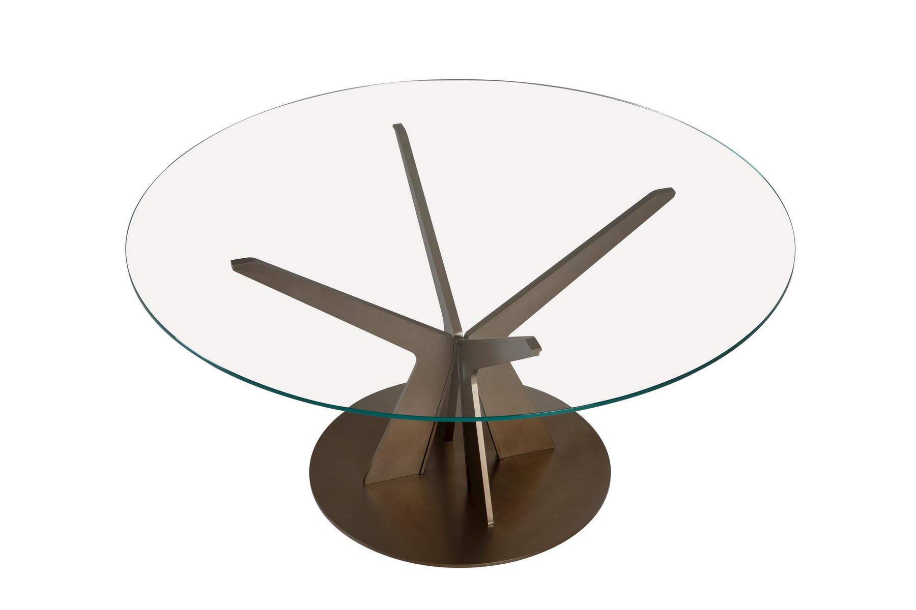 TREE Round glass table with metal base