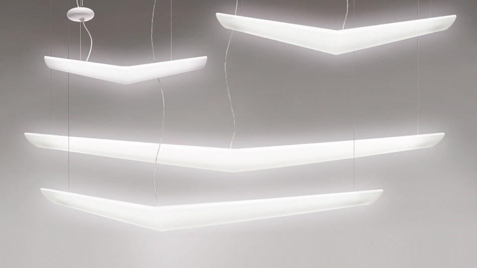 MOUETTE SYMMETRIC Direct light fluorescent pendant lamp