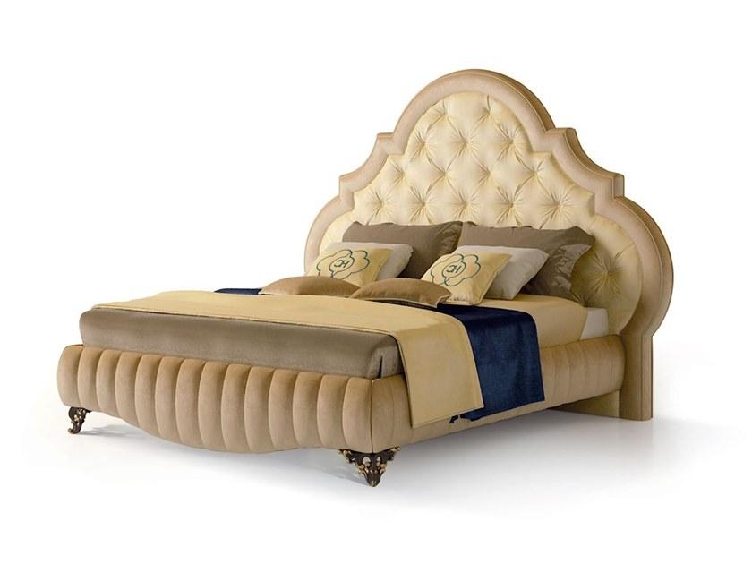 6081 Fabric king size bed with upholstered headboard