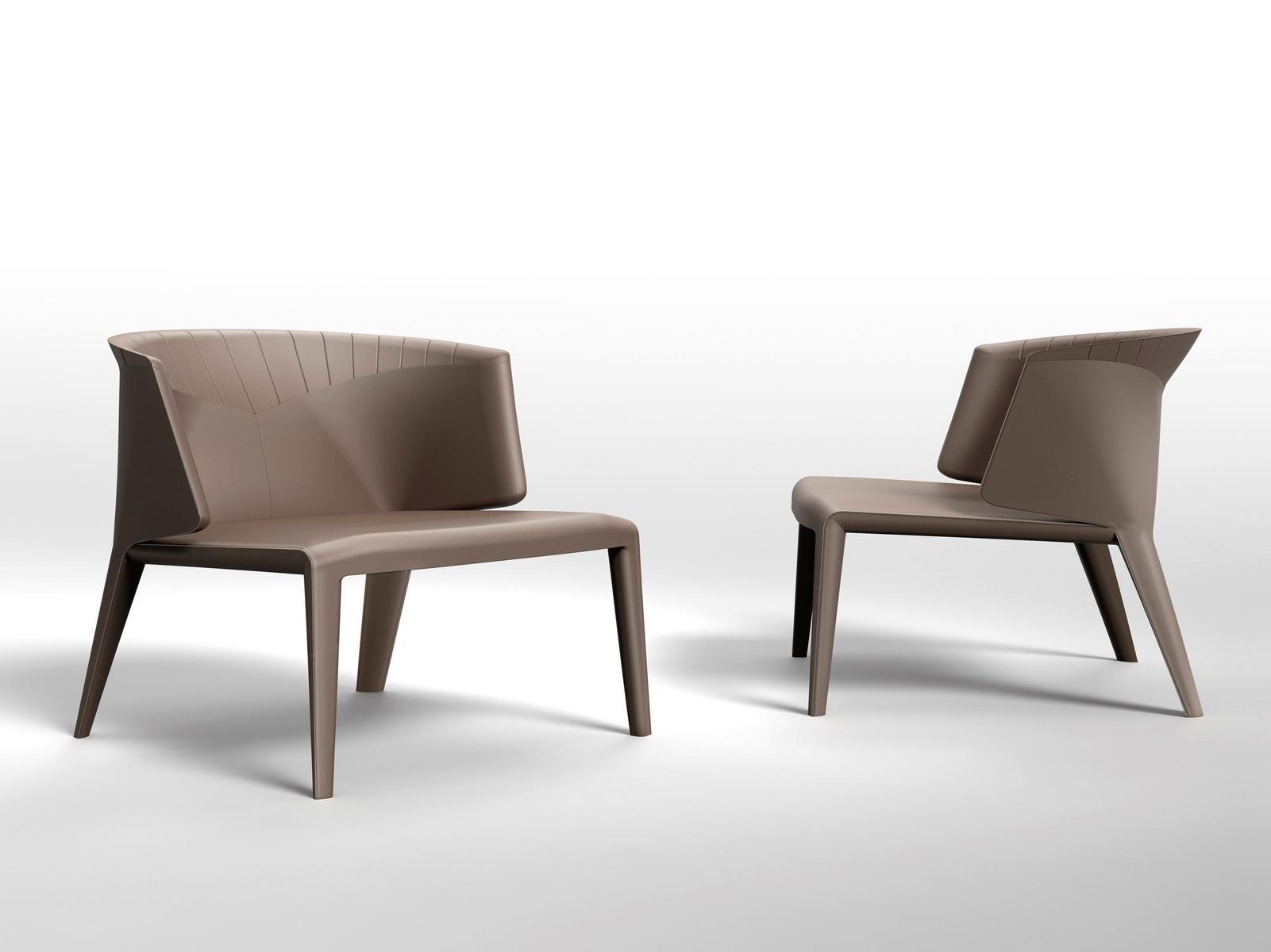 ANASTASIA Upholstered tanned leather armchair