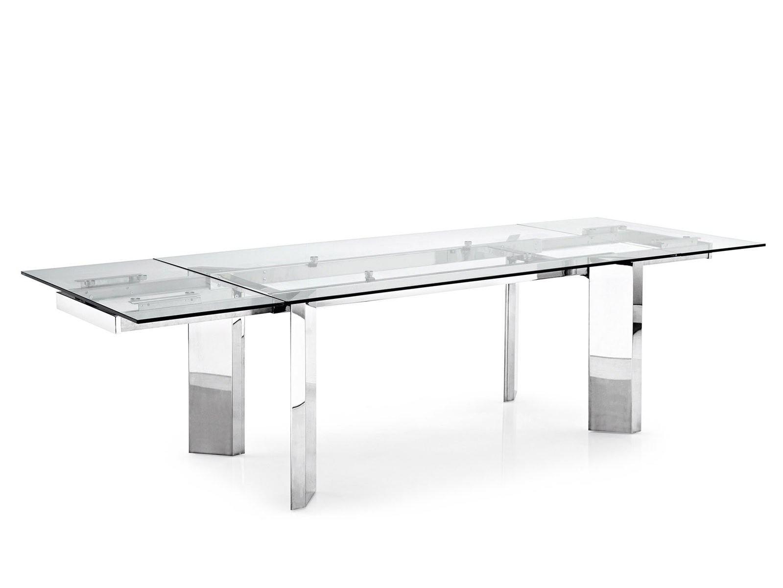 TOWER Extending tempered glass table