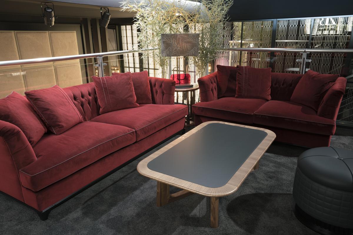 DAVIS Tufted 3 seater leather sofa