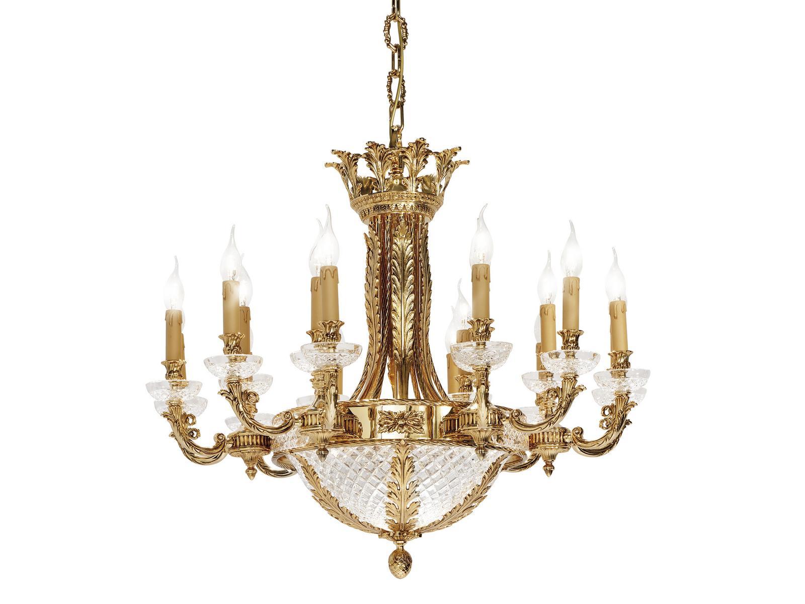 KITTY 4071/18+6 Shaded gold plated chandelier with crystal