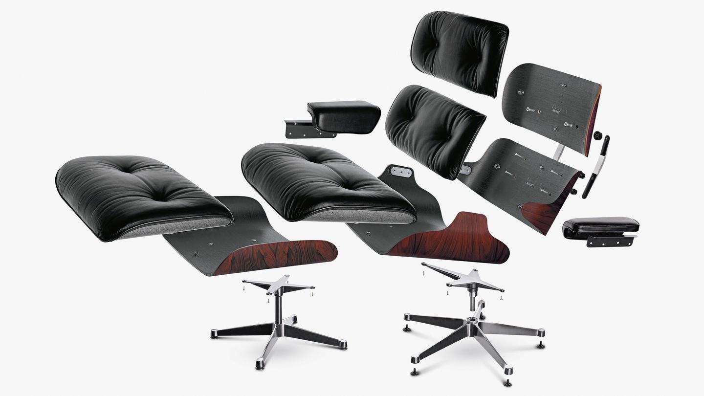 LOUNGE CHAIR BLACK Swivel leather armchair with 5-spoke base with armrests